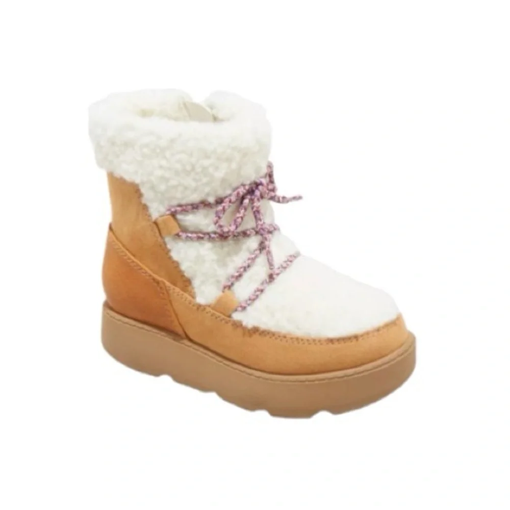 Cat & Jack Tan & Cream Platform Arya Zipper Shearling Winter Boot Toddler Size 5
